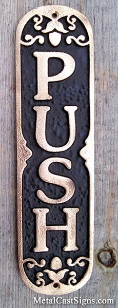 Push or Pull bronze door signs